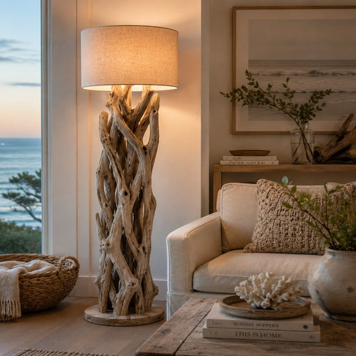 Handcrafted driftwood art piece showcasing natural beauty and artisanal craftsmanship, perfect for elegant home décor.