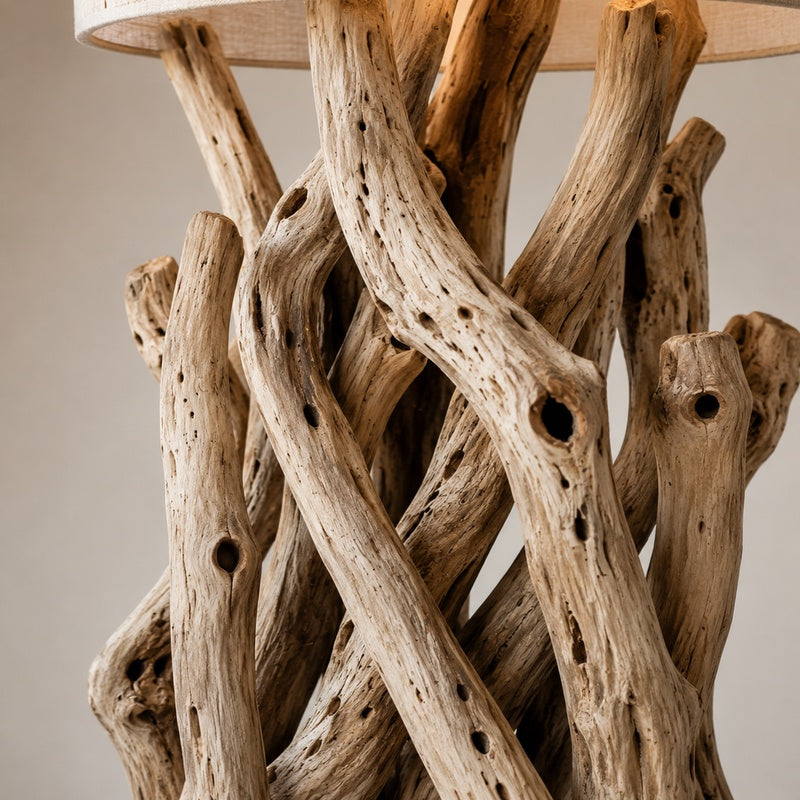 Handcrafted driftwood art piece showcasing natural beauty and artisanal craftsmanship, perfect for elegant home décor.