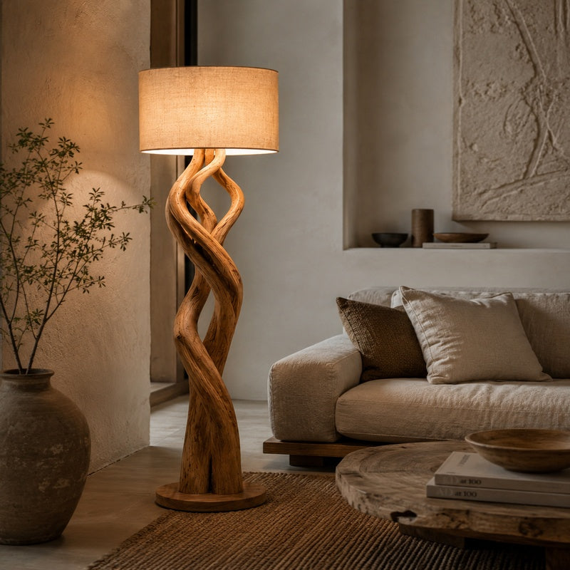 Elegant wooden lamp showcasing natural craftsmanship and warm lighting, perfect for classic interior decor
