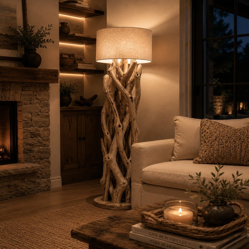 Handcrafted driftwood art piece showcasing natural beauty and artisanal craftsmanship, perfect for elegant home décor.