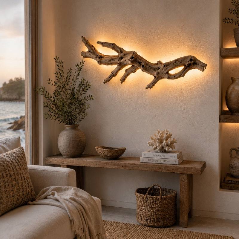 Elegant driftwood sculpture showcasing natural beauty and refined design, perfect for sophisticated home decor.