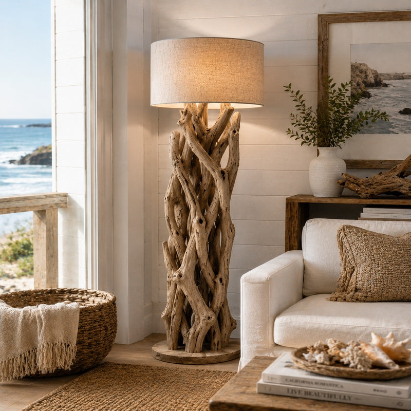 Handcrafted driftwood art piece showcasing natural beauty and artisanal craftsmanship, perfect for elegant home décor.