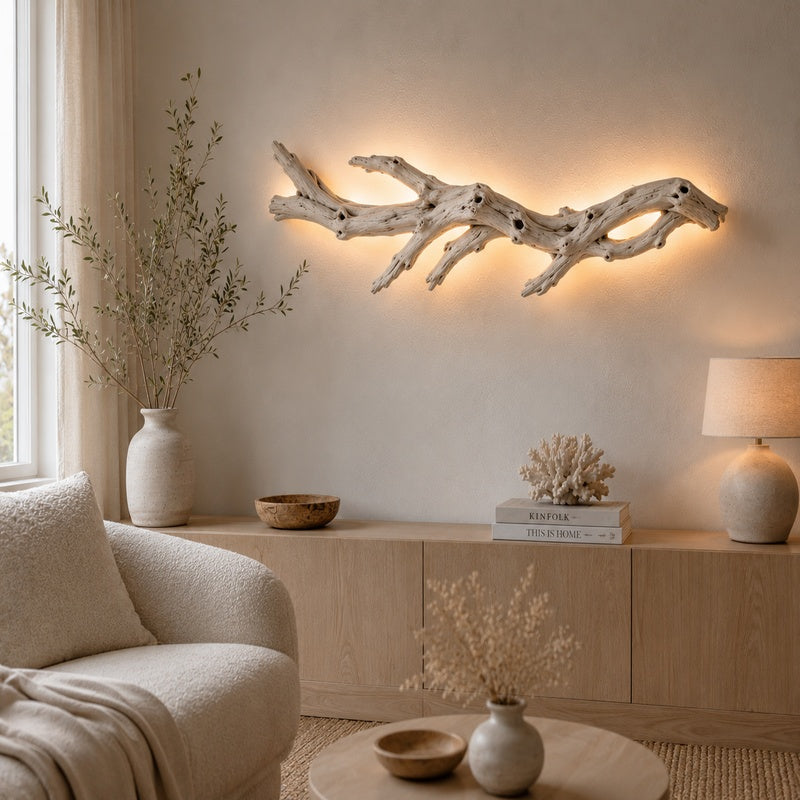 Elegant driftwood sculpture showcasing natural beauty and refined design, perfect for sophisticated home decor.